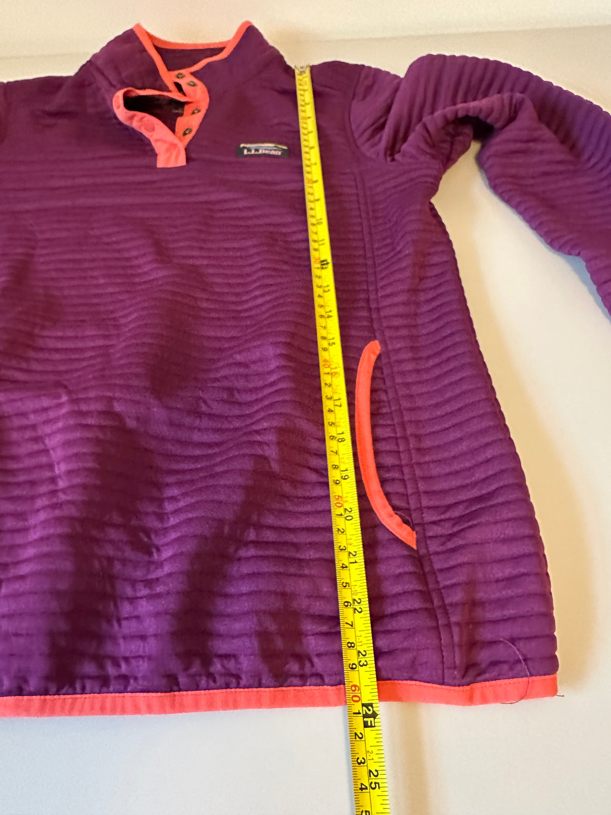 LL Bean Purple AirLight Quilted Snap Pullover Fleece Jacket | Size Small