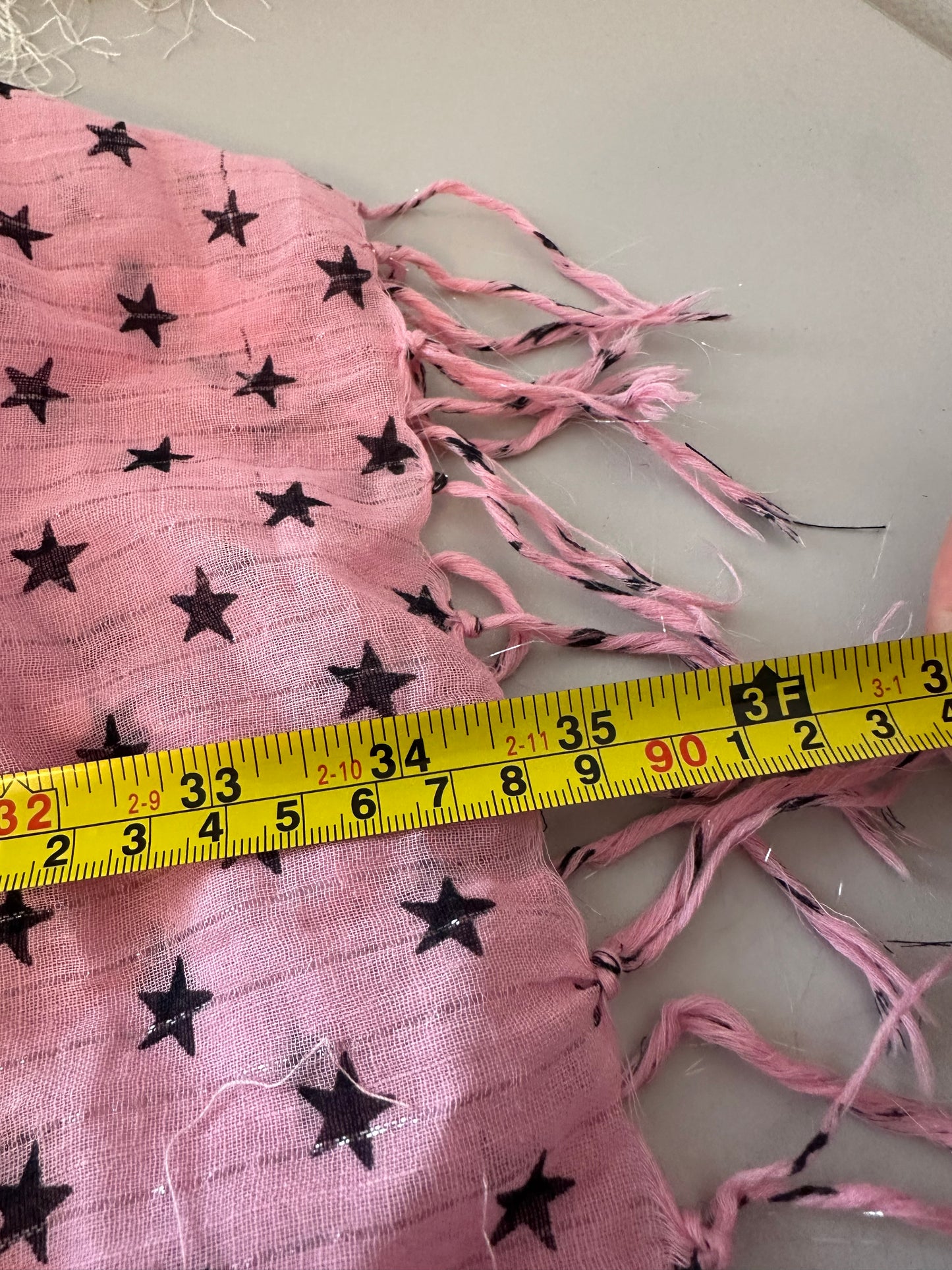 Cotton and Metallic NWT Pink Tassel Scarf with Stars