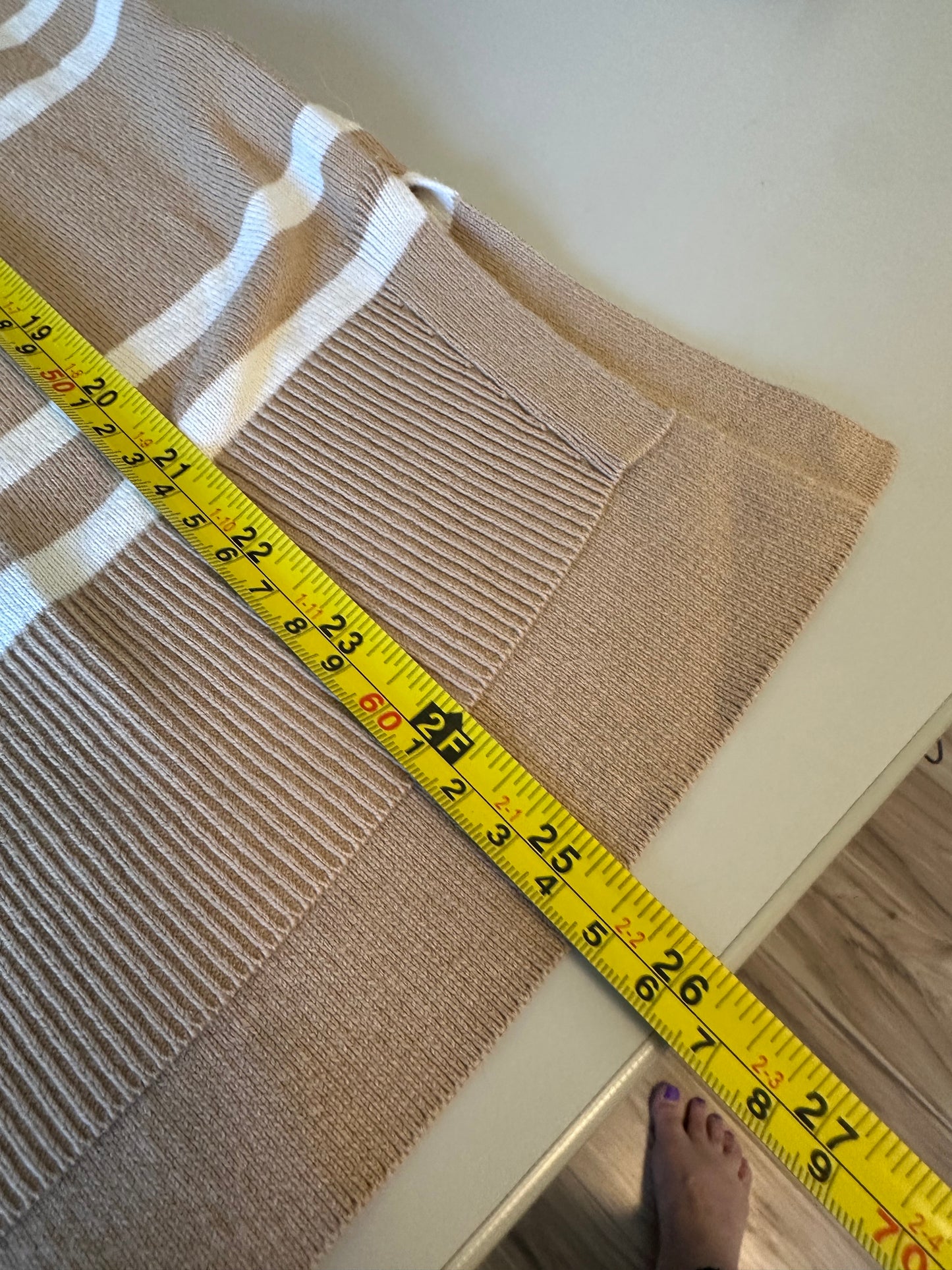 Banana Republic Tan White Striped Boat Neck Knit Sweater | Size Small