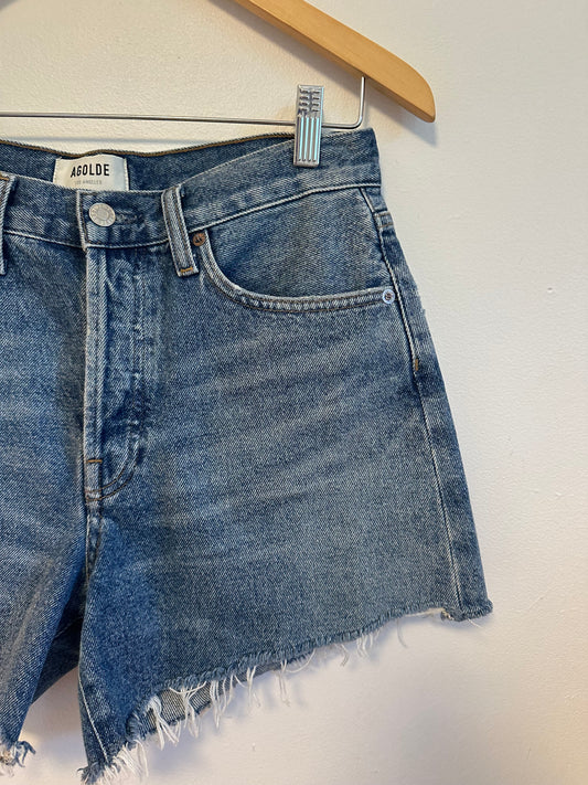 AGOLDE Parker High Rise Relaxed Denim Cutoff Shorts | Size 26