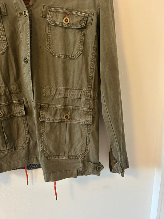 Anthropologie Green Cotton Knit Jacquard Mixed Media Jacket | Size XS