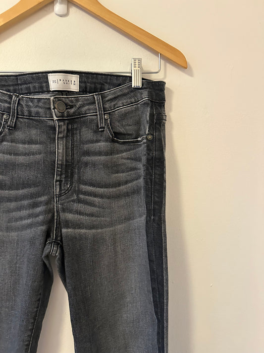 Parker Smith Washed Out Black Side Stripe Cropped Jeans | Size 28