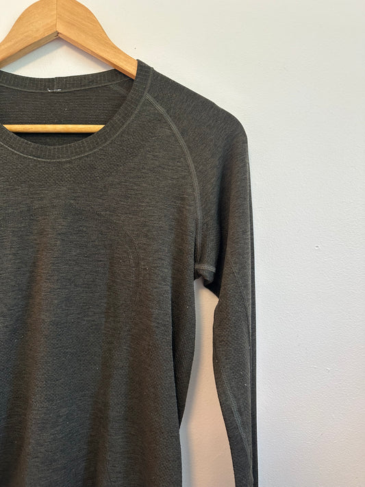 Lululemon Swiftly Tech Long Sleeve Shirt in Charcoal Green Heather | Size 8