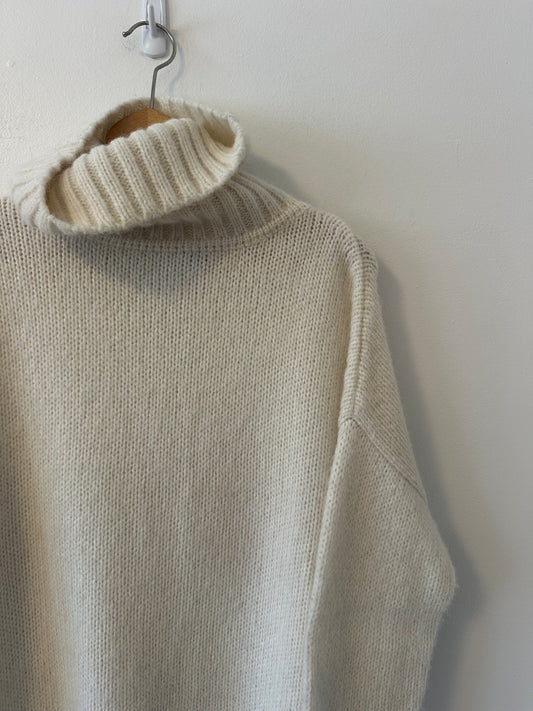 Jenni Kayne Alpaca Cocoon Turtleneck Sweater Top in Ivory | Size XXS