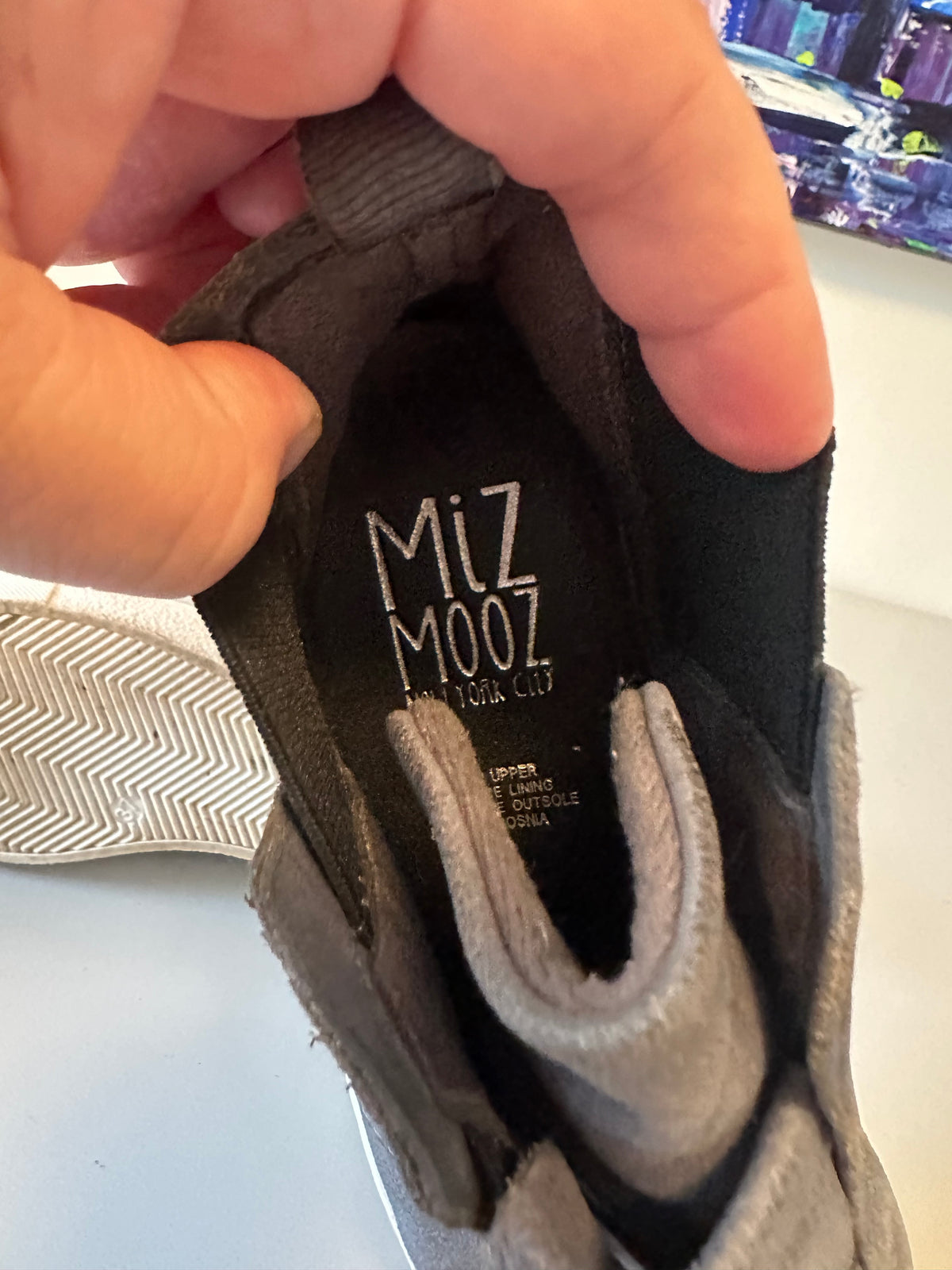 Miz Mooz Gray Leather High Top Slip On Platform Sneakers | Size 37