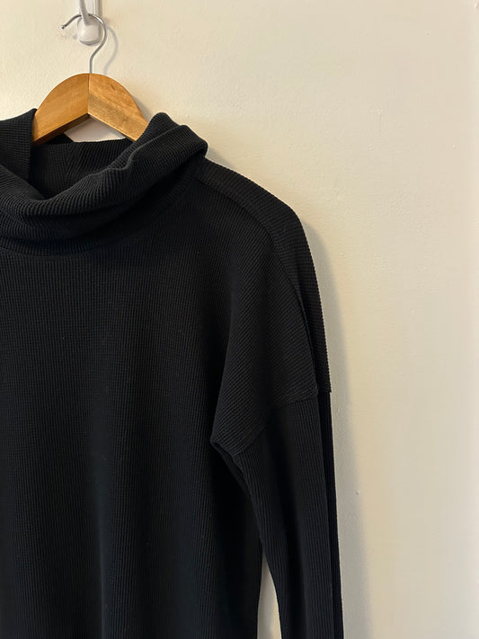 Maeve by Anthropologie Black Thermal Cowl Neck Shirt | Size Large