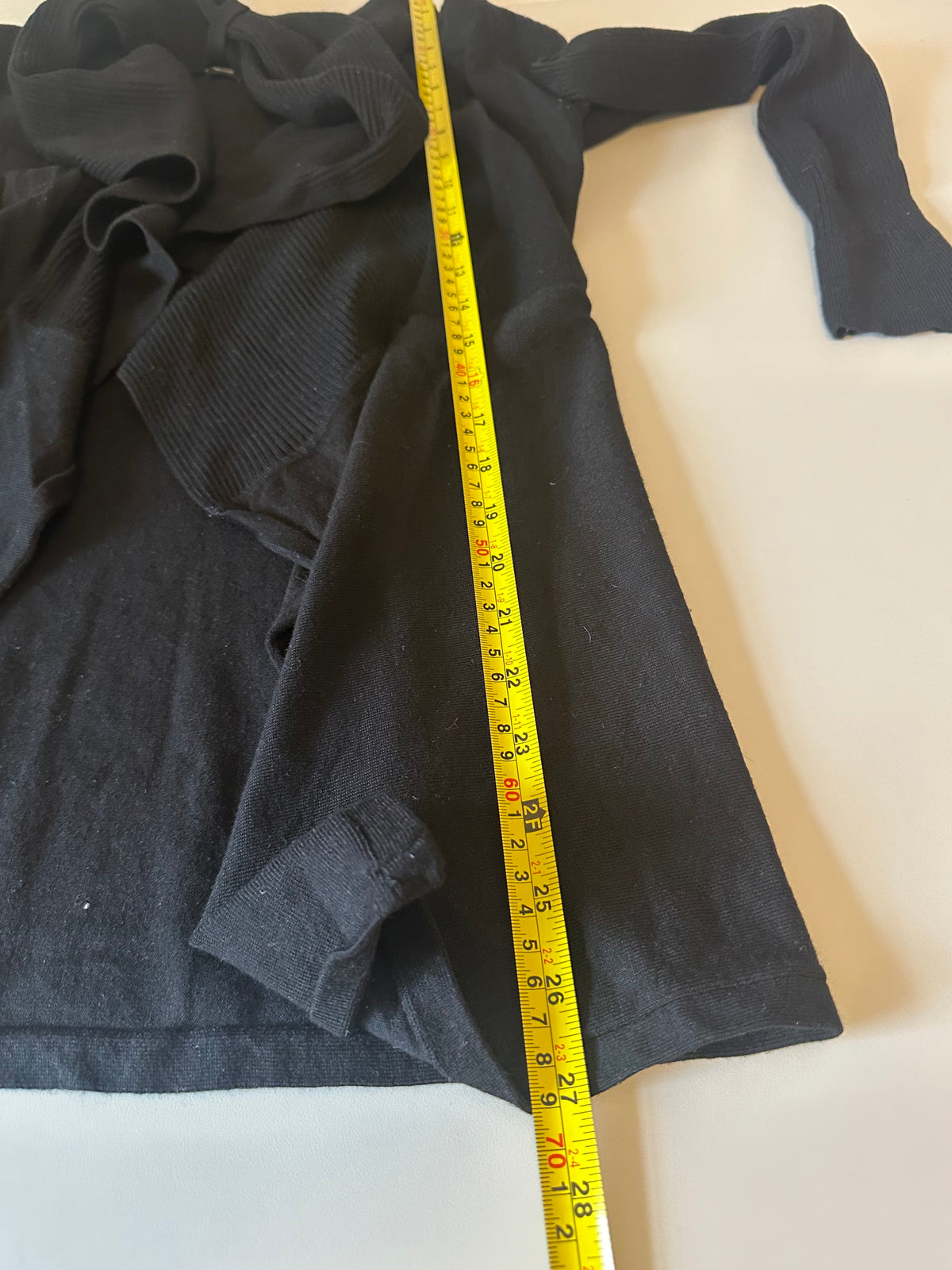 White House Black Market Black Ribbed Shawl Collar Open Front Cardigan | Size XS