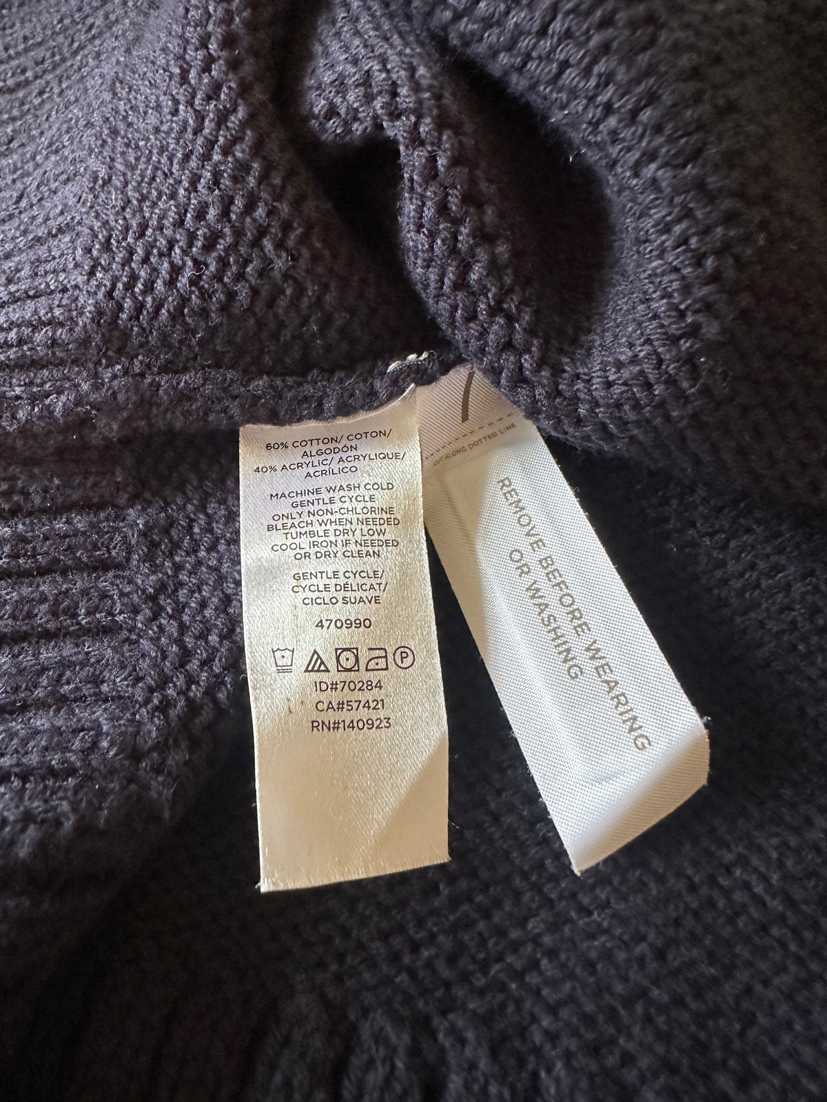 LOFT Navy Blue Turtleneck Bell Sleeve Sweater | Size XSP