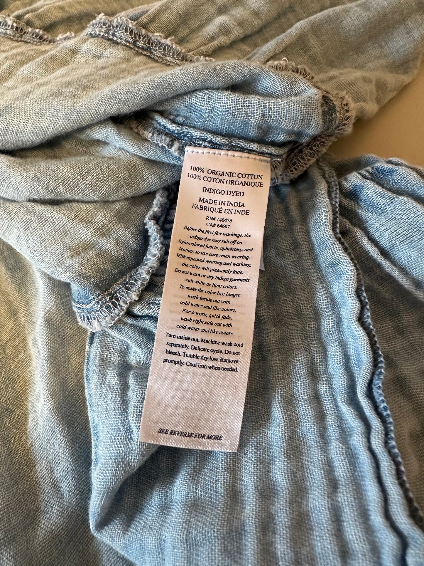 Faherty Dream Kasey Dress in Light Indigo Wash | Size Small
