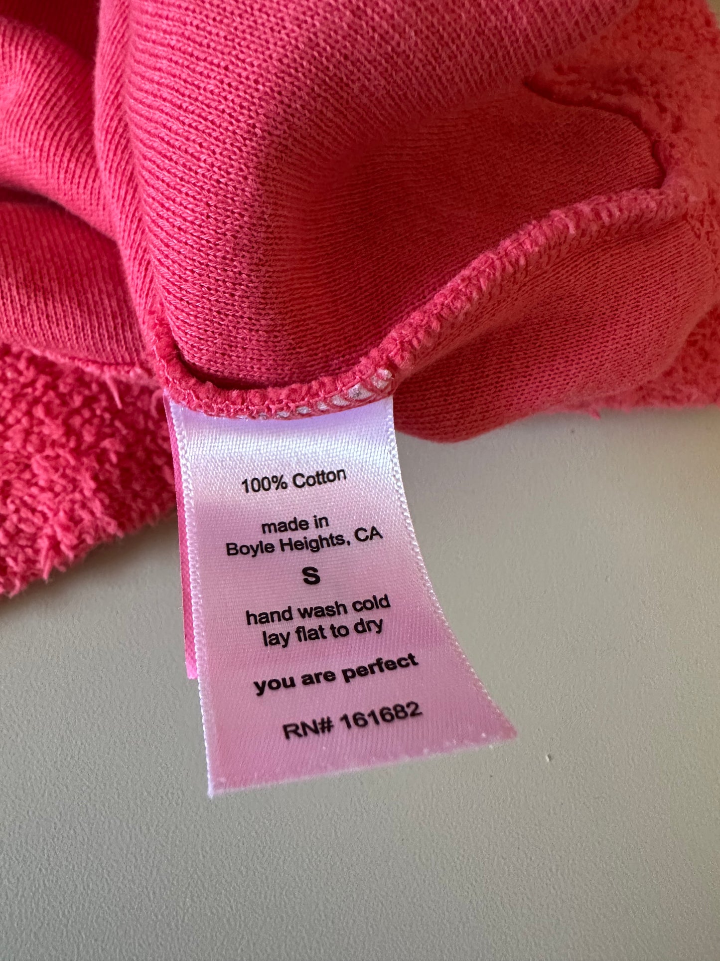 perfectwhitetee Sami Hot Pink Boucle Cotton Crewneck Sweatshirt | Size Small
