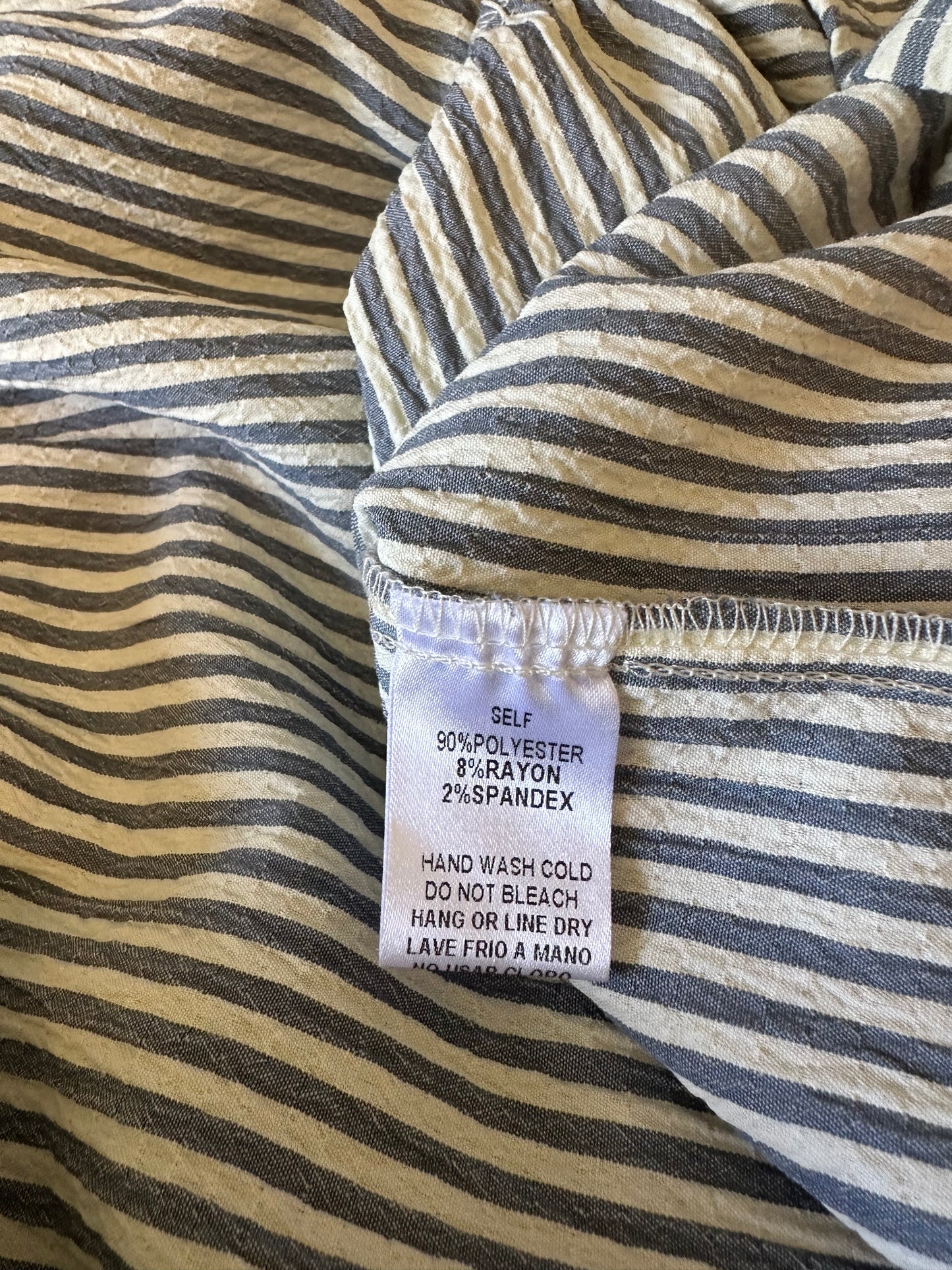Easel Los Angeles Striped Ruffle Sleeve Button Down Tiered Babydoll Dress | Size Medium