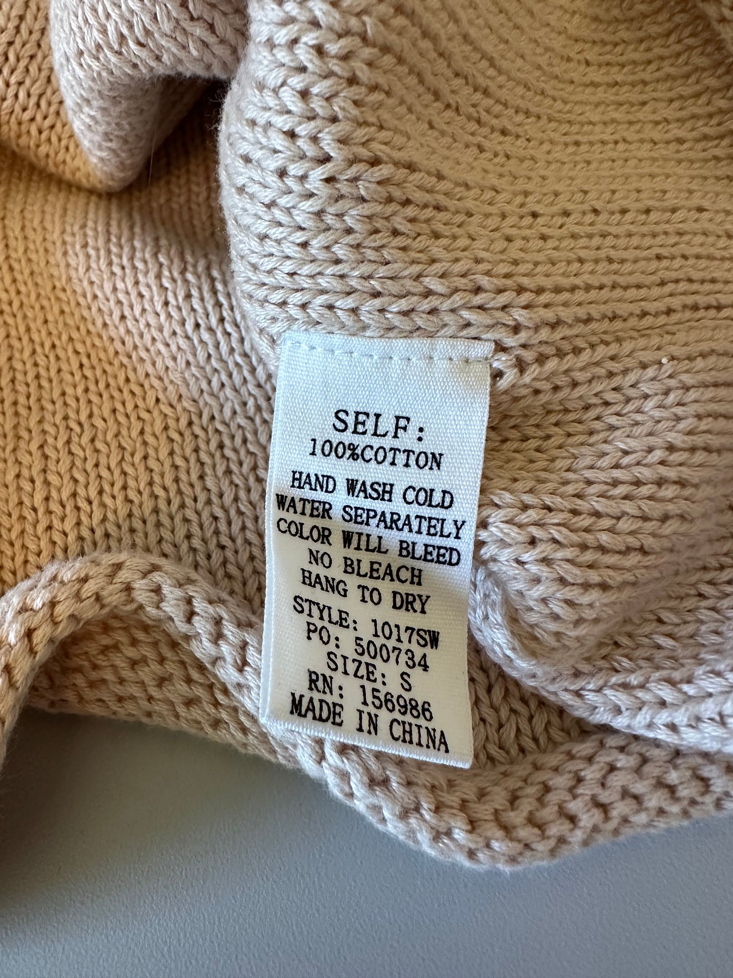 La February Tan 100% Cotton Chunky Knit Sleeveless Sweater | Size Small