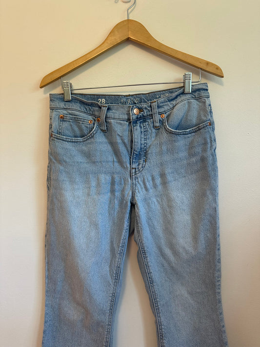 J. Crew Demi Boot Crop Light Wash Raw Hem Jeans | Size 28