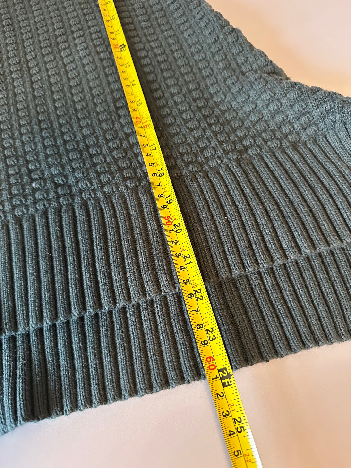 French Connection Forest Green Popcorn Knit Mock Neck Sleeveless Sweater | Size Small