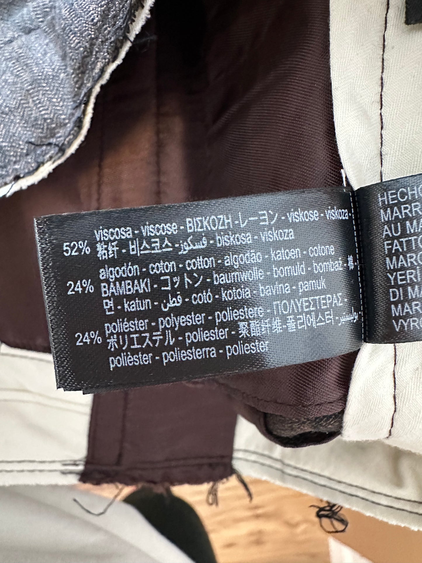 Zara Wide Leg Cotton Blend Cuffed Trousers with Raw Edge Waistband | Small