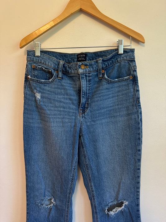 J. Crew Mid Rise Flare Crop Distressed Jeans | Size 29