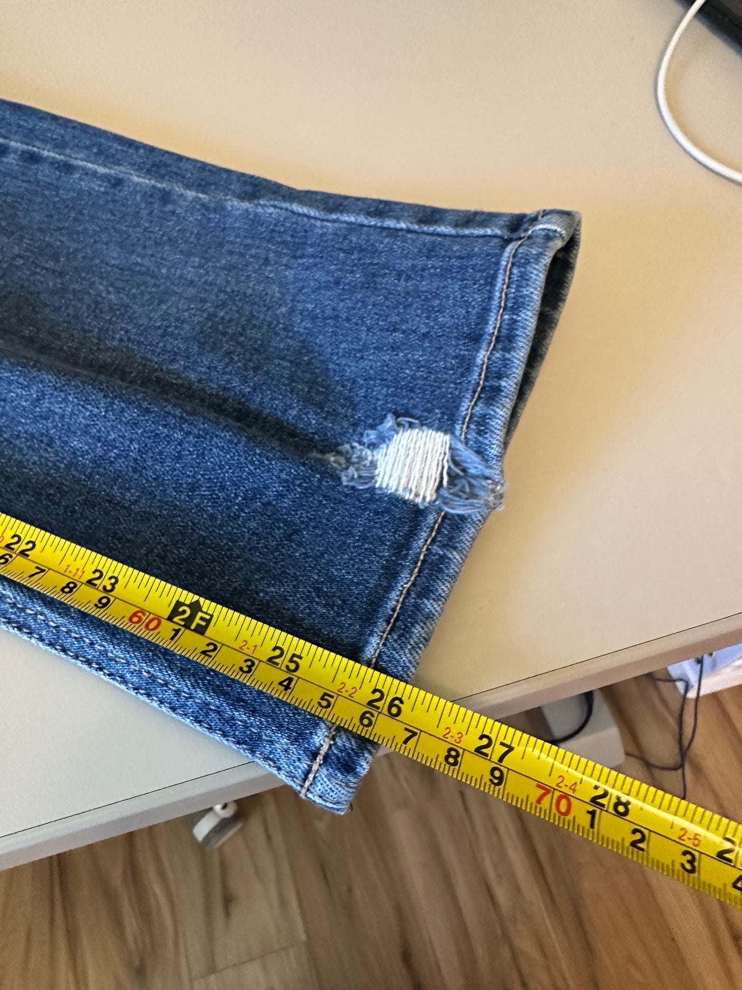 Just Black Denim High Rise Distressed Straight Leg Jeans | Size 28