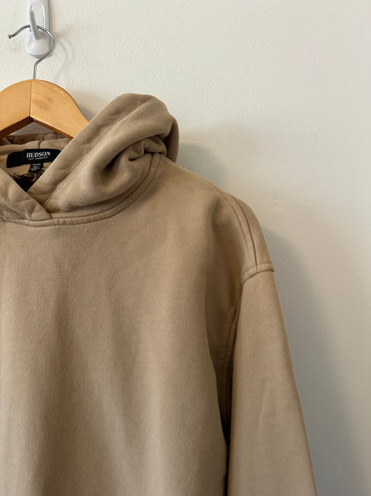 Hudson Tan Cotton Oversized Hooded Sweatshirt with Cut Out Back | Size XS