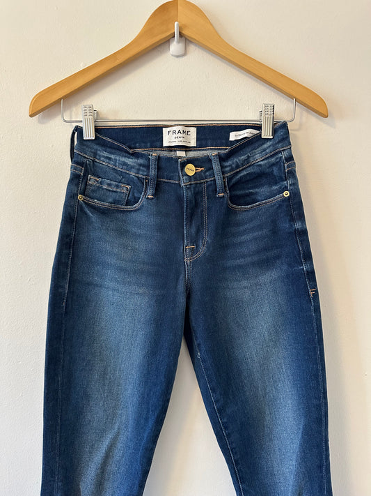 FRAME Denim Le Skinny De Jeanne Shredded Raw Hem Jeans | Size 25