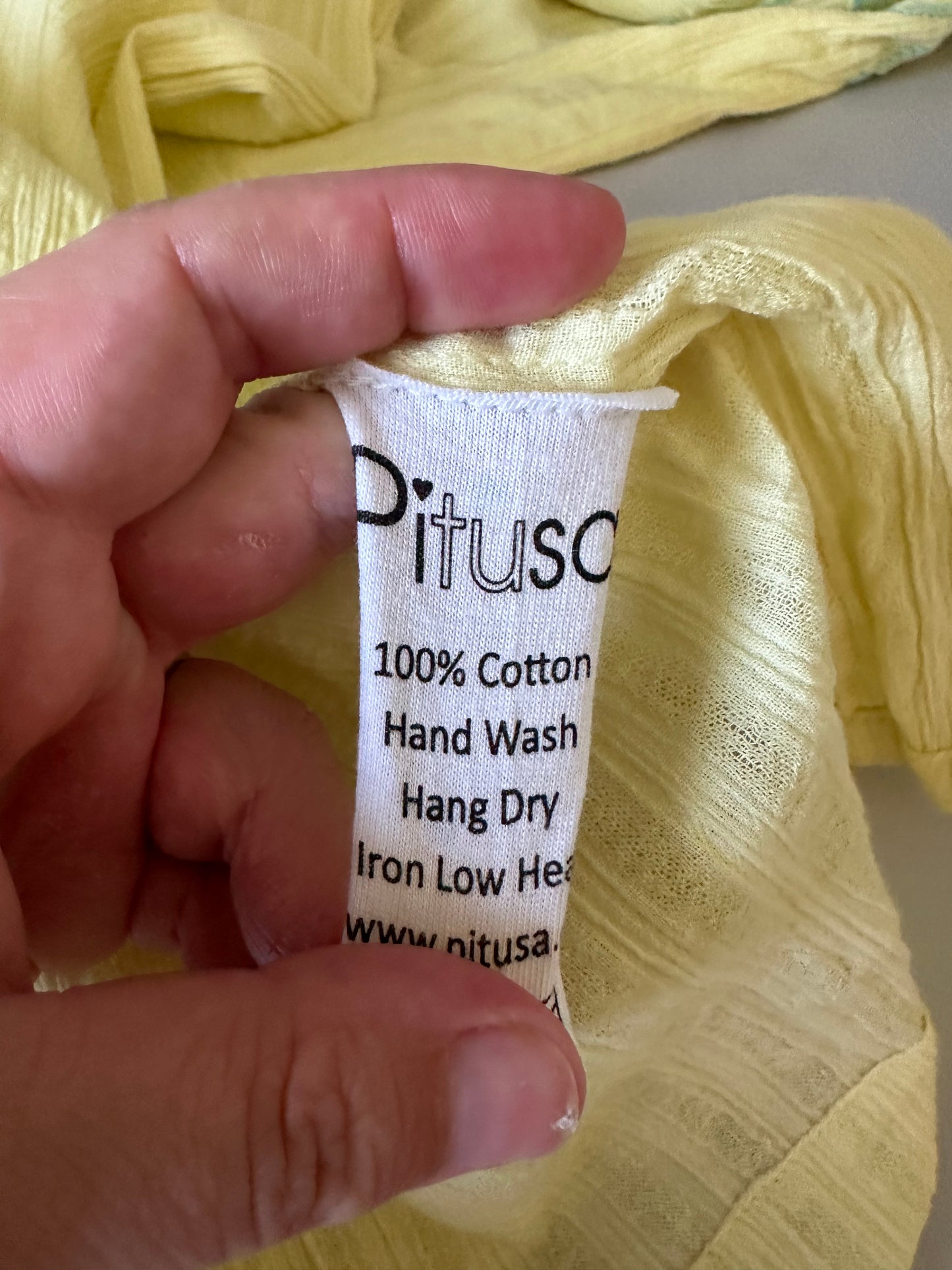 Pitusa Yellow Cotton Gauze Embroidered Tiered Midi Dress | Size Small