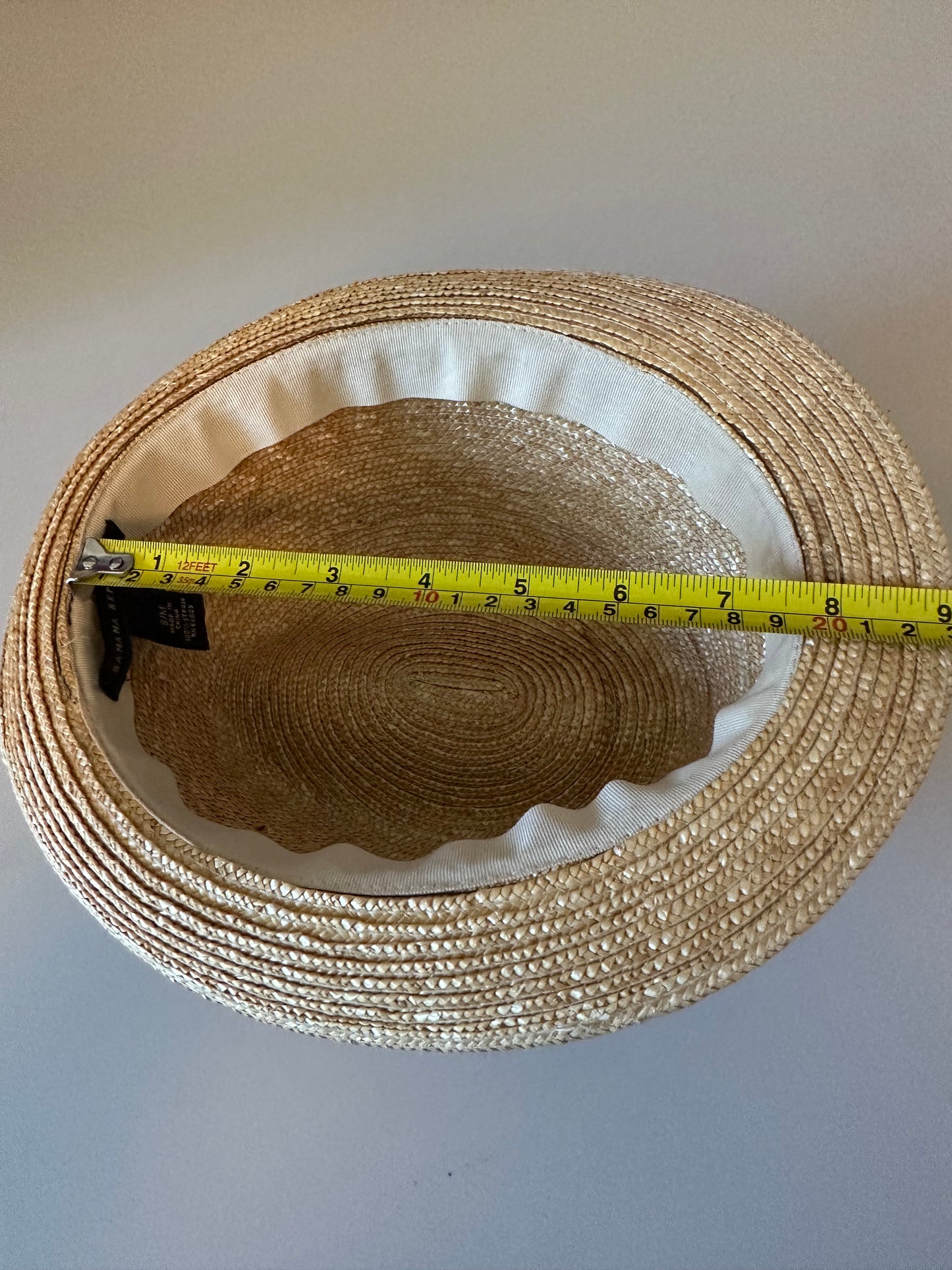 Banana Republic Tan Straw Fedora Hat with Brown Ribbon Band | Size S/M