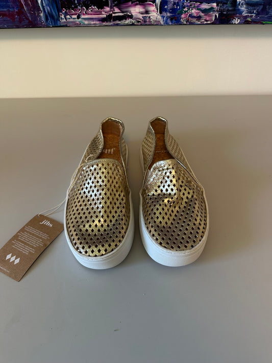 NWT Jibs Classic Gold Metallic Perforated Leather Slip On Sneakers | Size 6