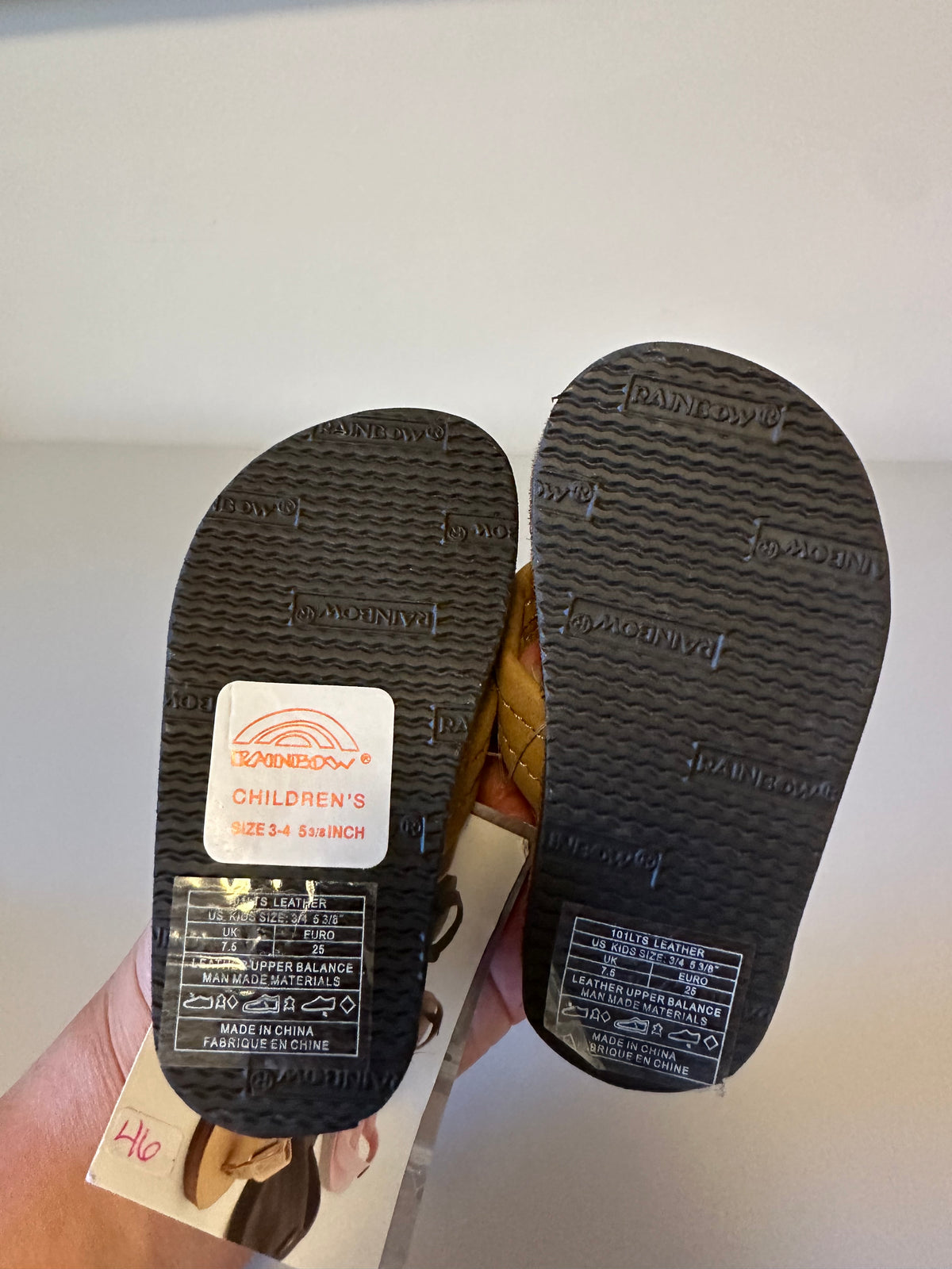 NWT Rainbow Flip Flop Sandals in Sierra Brown Leather | Size Kids 3/4