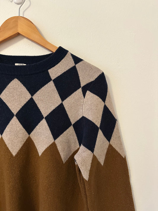 Kule Bryce Argyle Cashmere Sweater in Brown | Size Medium