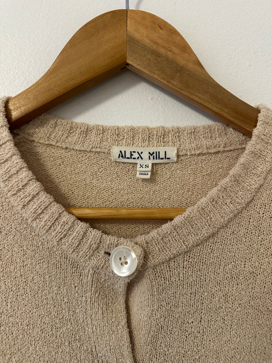 Alex Mill Cotton Blend Cardigan Sweater in Tan | Size XS