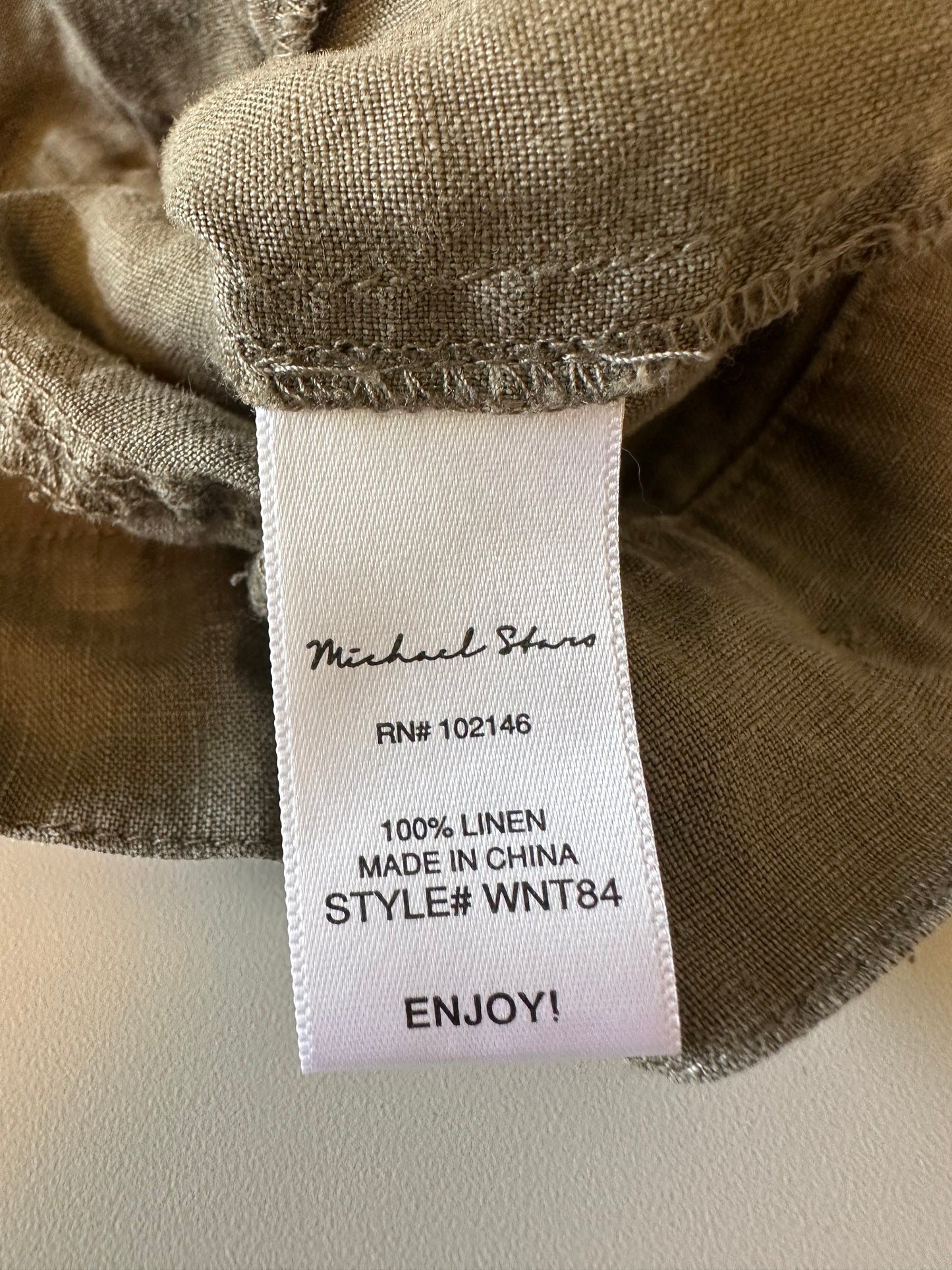 Michael Stars Olive Green Linen Button Front Utility Jacket | Size Medium