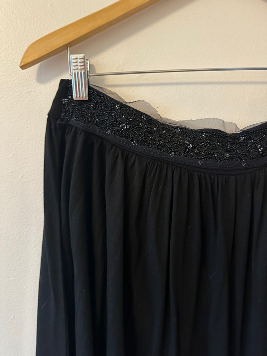 Velvet by Graham and Spencer Black Jersey Embellished Waist Skirt | Size Medium