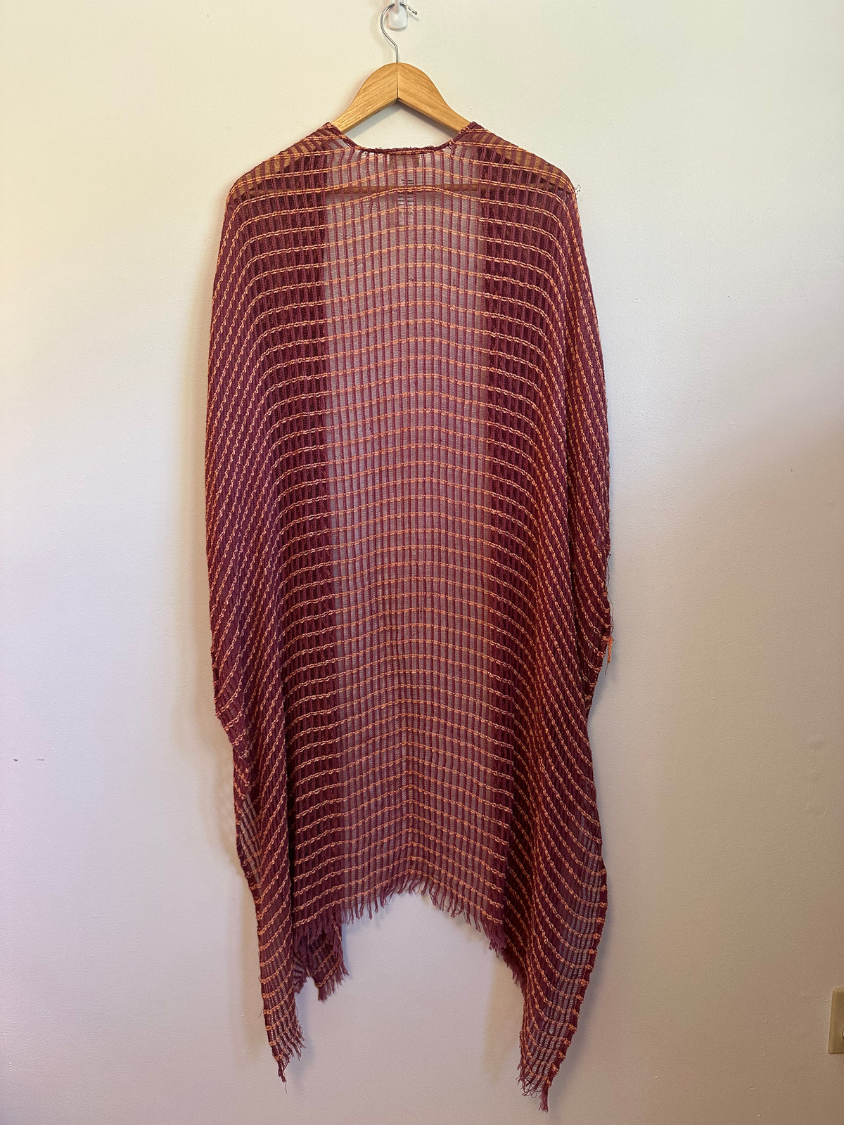 Free People Cabana Woven Kimono in Burgundy and Orange Stripes | OS