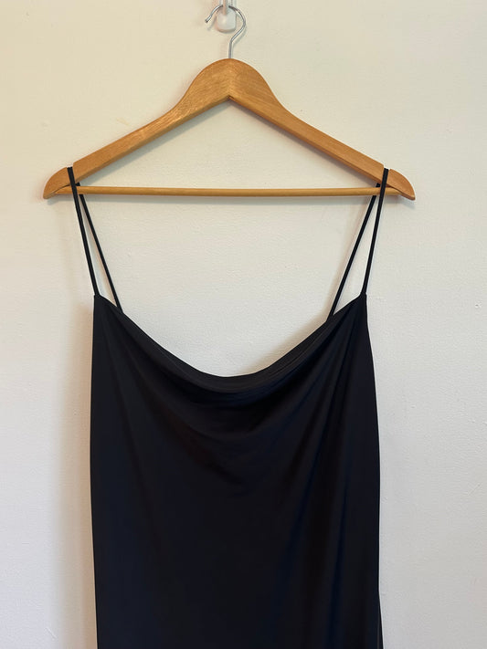 NWT Sincerely Jules Cowl Neck Midi Slip Dress in Black | Size XL