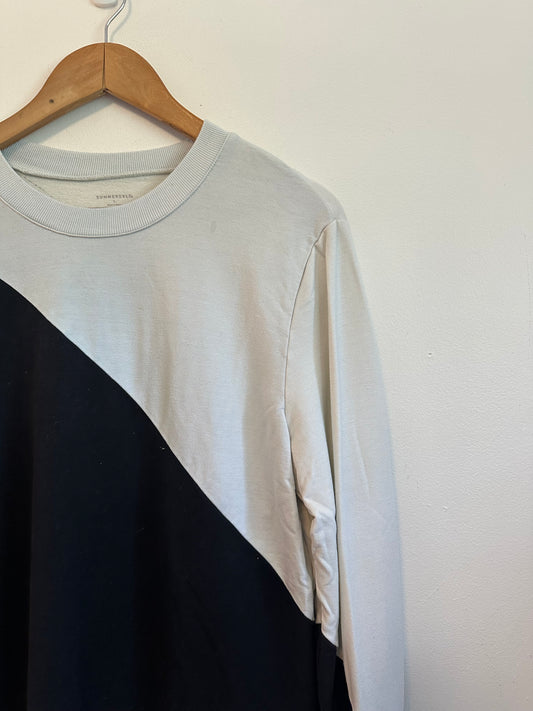 Summersalt Black and White Diagonal Colorblock Sweatshirt | Size Large