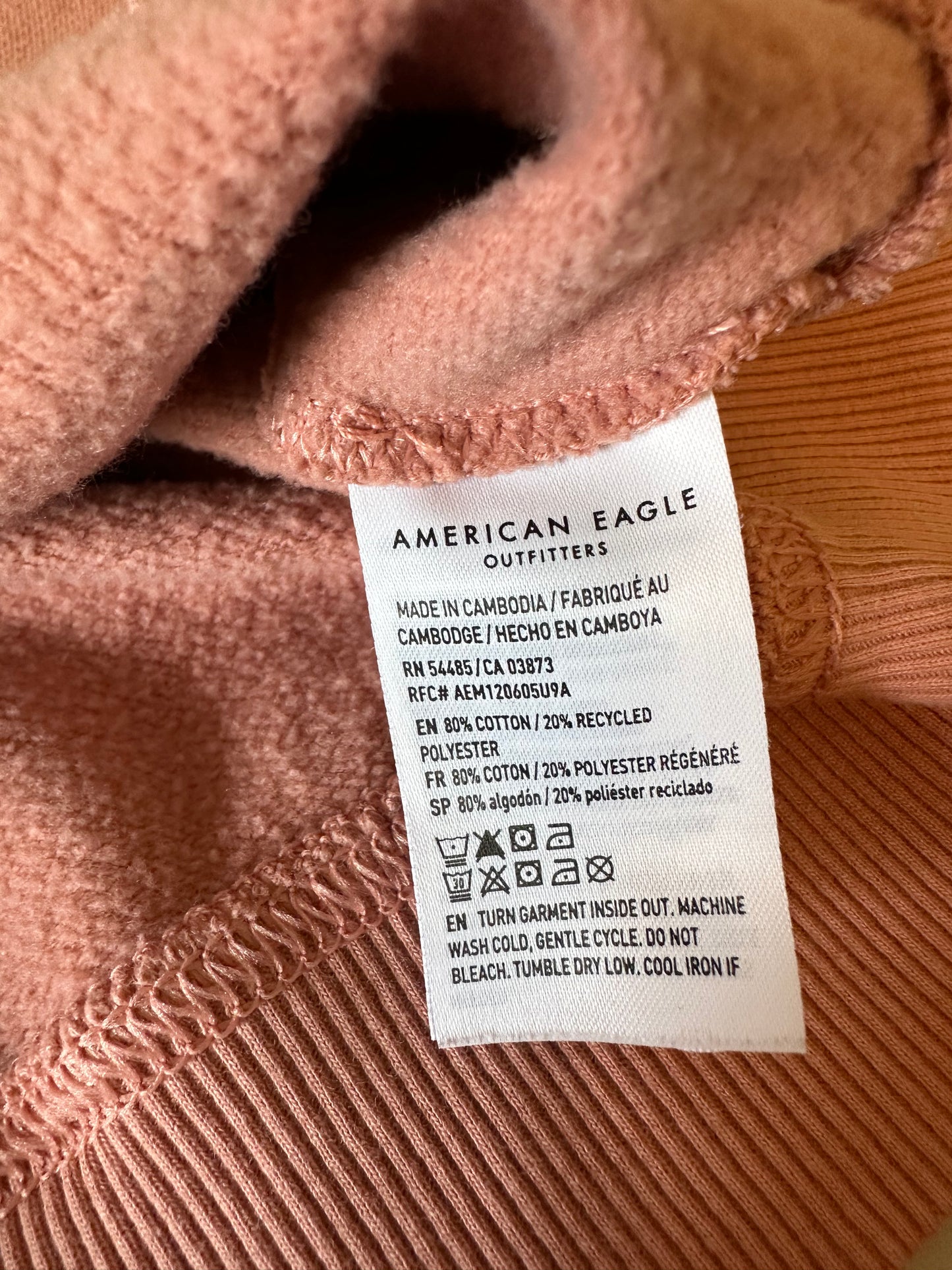 American Eagle Cropped Sweatshirt in Dusty Rose Pink | Size Large