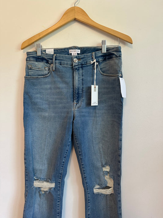 NWT Good American Good Legs Straight Distressed High Rise Jeans | Size 12