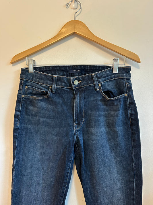 Fidelity Denim Belladona Bootcut Jeans in Dark Wash Blue | Size 28