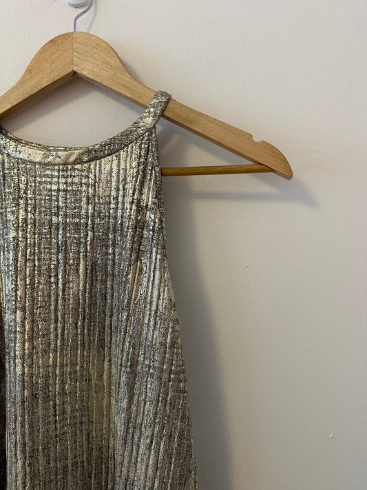 Anthropologie Moulinette Soeurs Shine On Metallic Gold High Neck Tank | Size Small