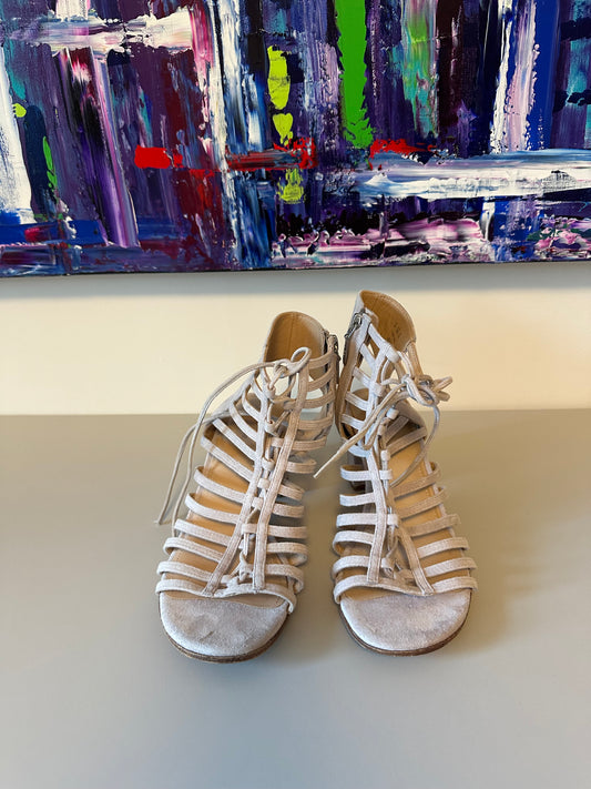 Pour La Victoire Suede Gladiator Block Heel Sandals | Size 8