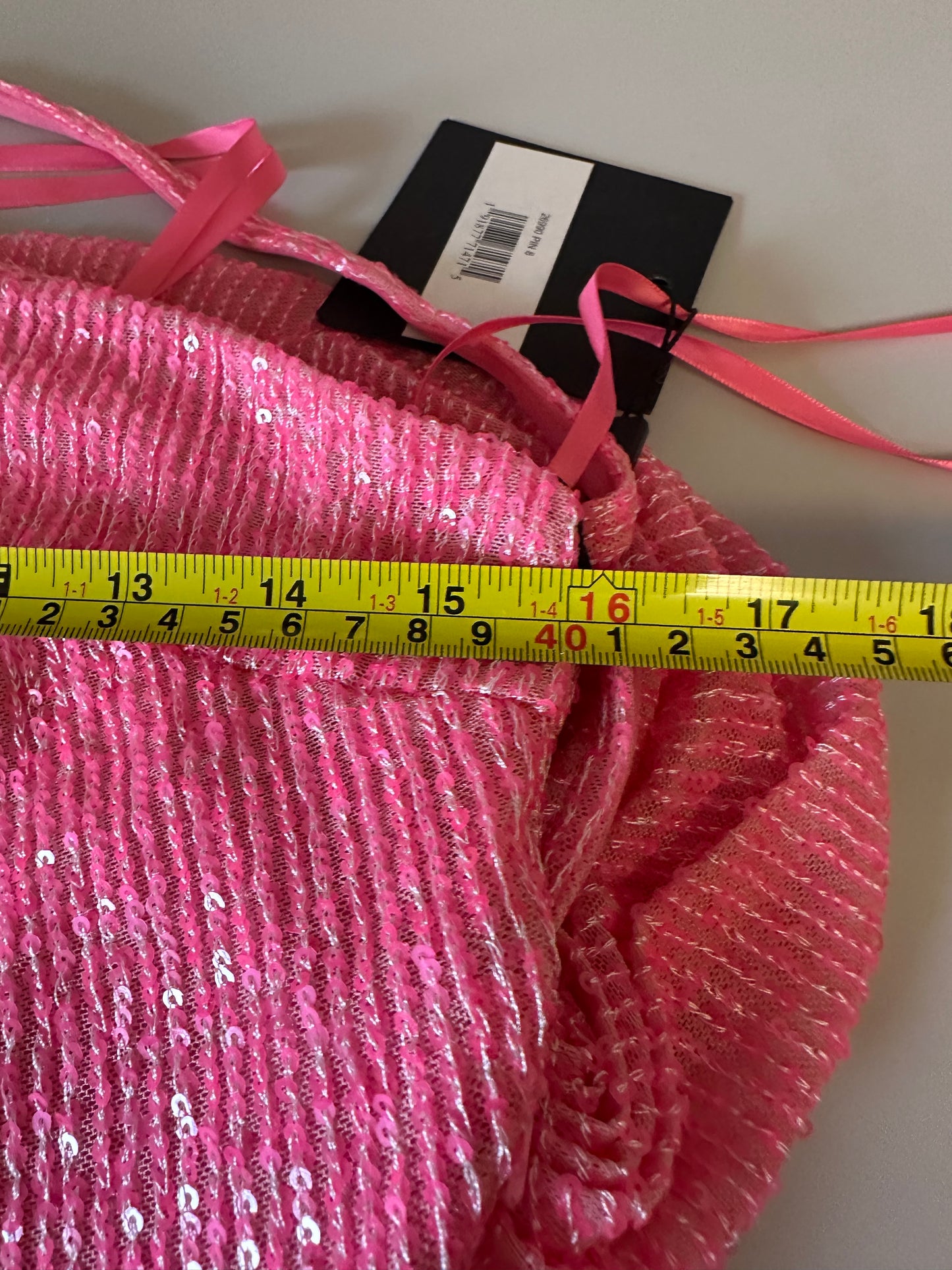 NWT IEENA for Mac Duggal Pink One Shoulder Sequin Gown Slit Cowl Back | Size 8