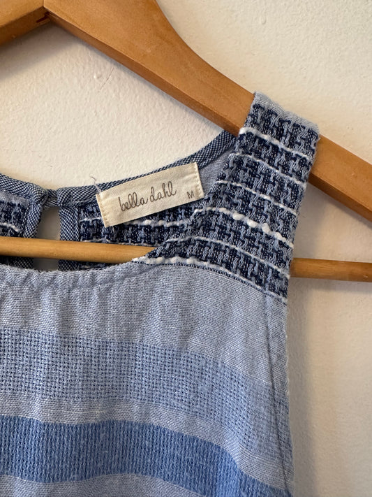Bella Dahl Linen Blend Blue Textured Tank Top | Size Medium