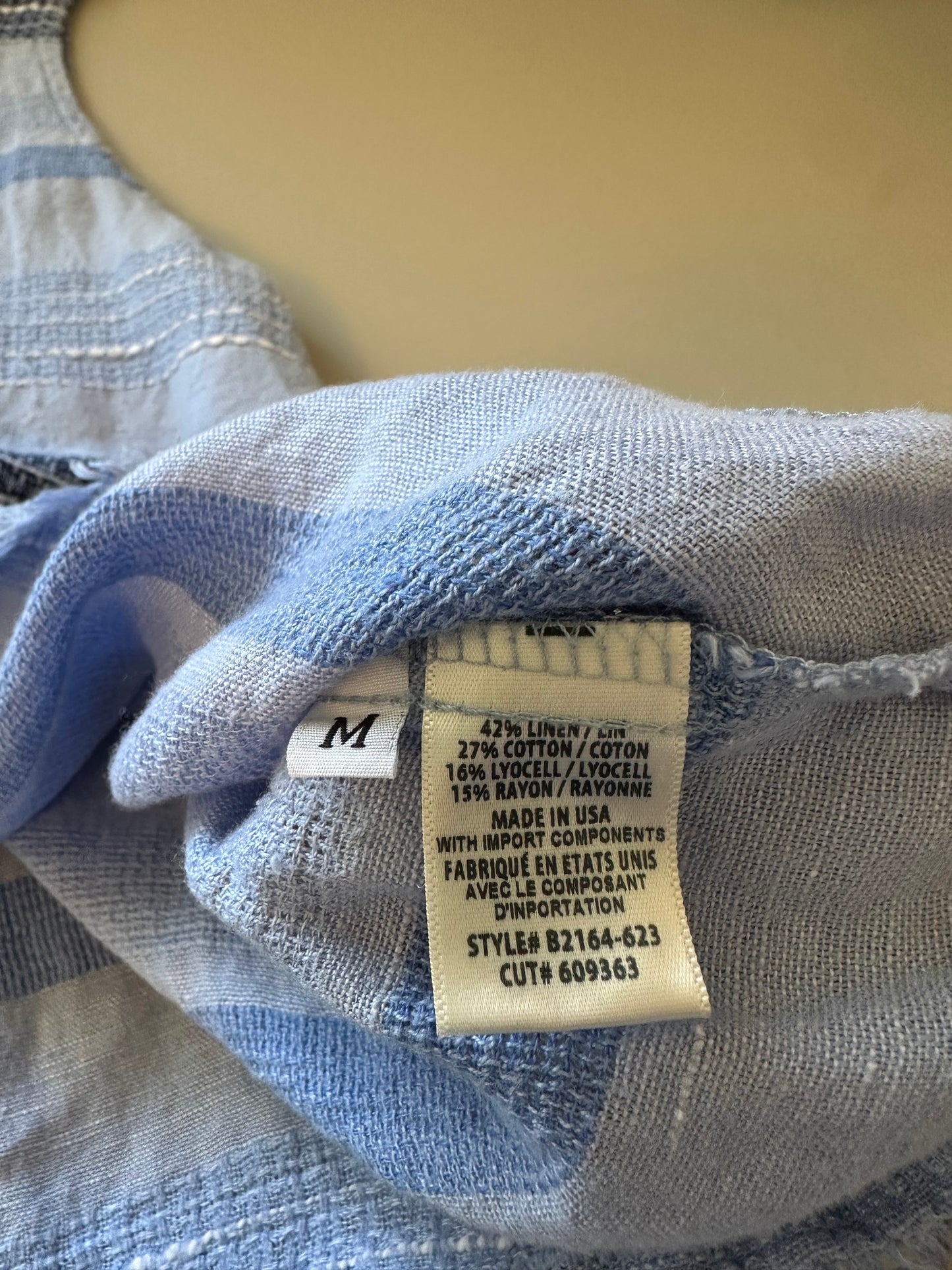 Bella Dahl Linen Blend Blue Textured Tank Top | Size Medium
