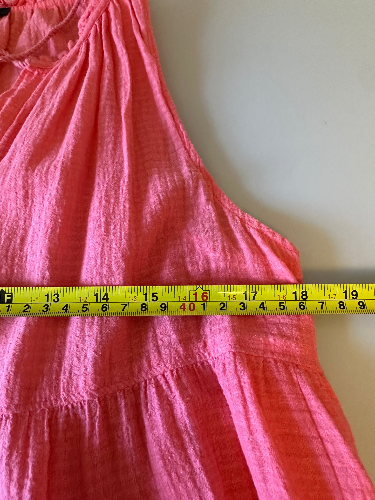 J. Crew Coral Pink Tiered Sleeveless Tassel V-Neck Dress | Size Small