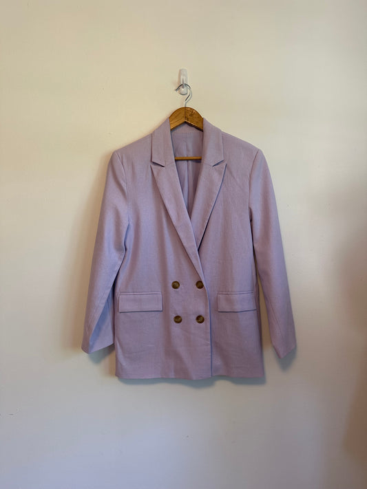 Old Navy Lavender Purple Linen Blend Double Breasted Blazer Jacket | Size Small