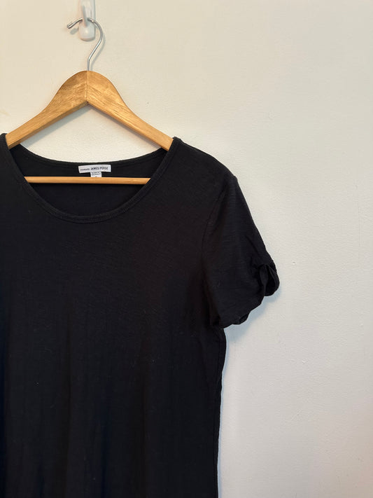James Perse Standard Black Cotton Modal T-Shirt Dress | Size 3 (Large)