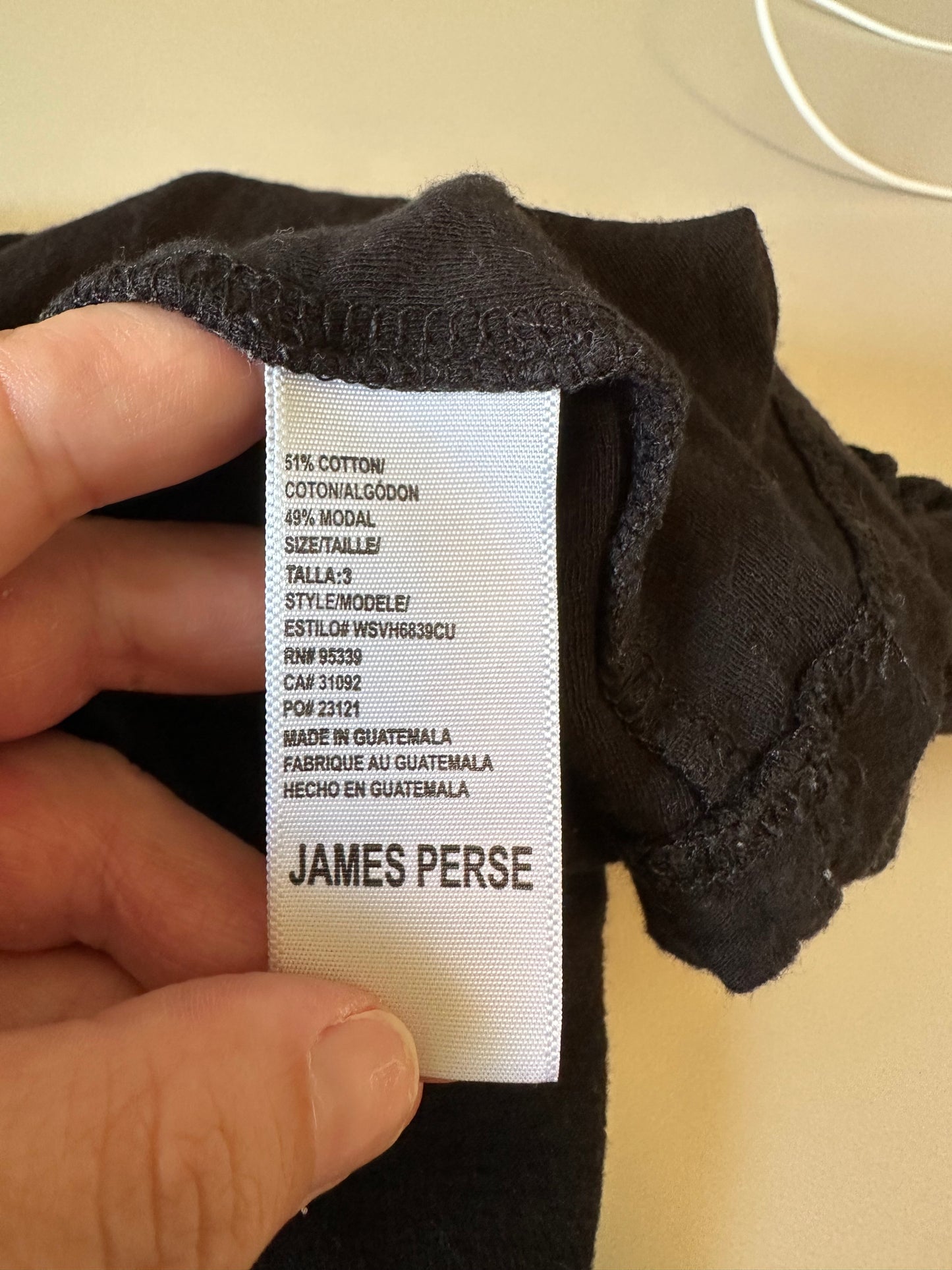 James Perse Standard Black Cotton Modal T-Shirt Dress | Size 3 (Large)