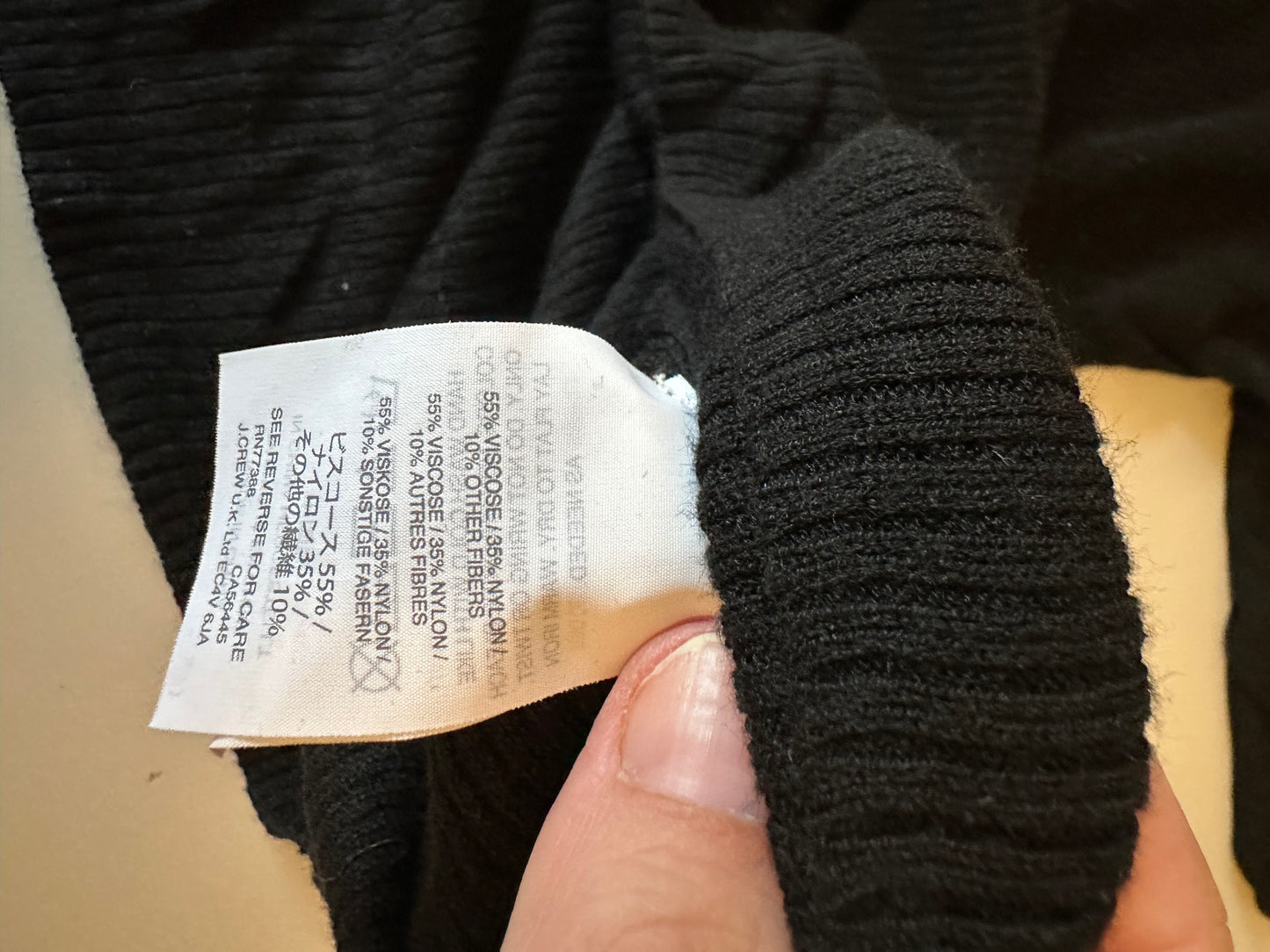 Madewell Black Ruffle Shoulder Ribbed Knit Long Sleeve Sweater | Size Large