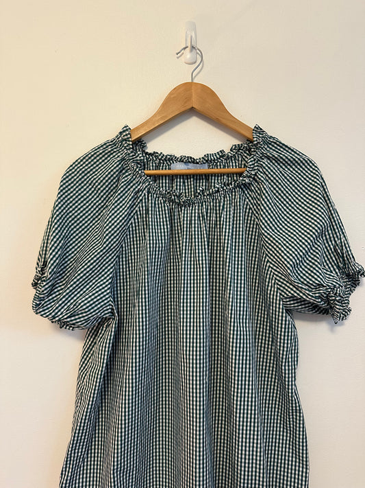 Hill House Home Athena Nap Dress in Cotton Green Gingham | Size XL