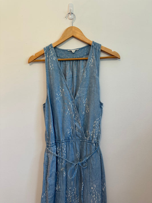 Splendid Blue Chambray Lyocell Linen Wrap Dress | Size Medium