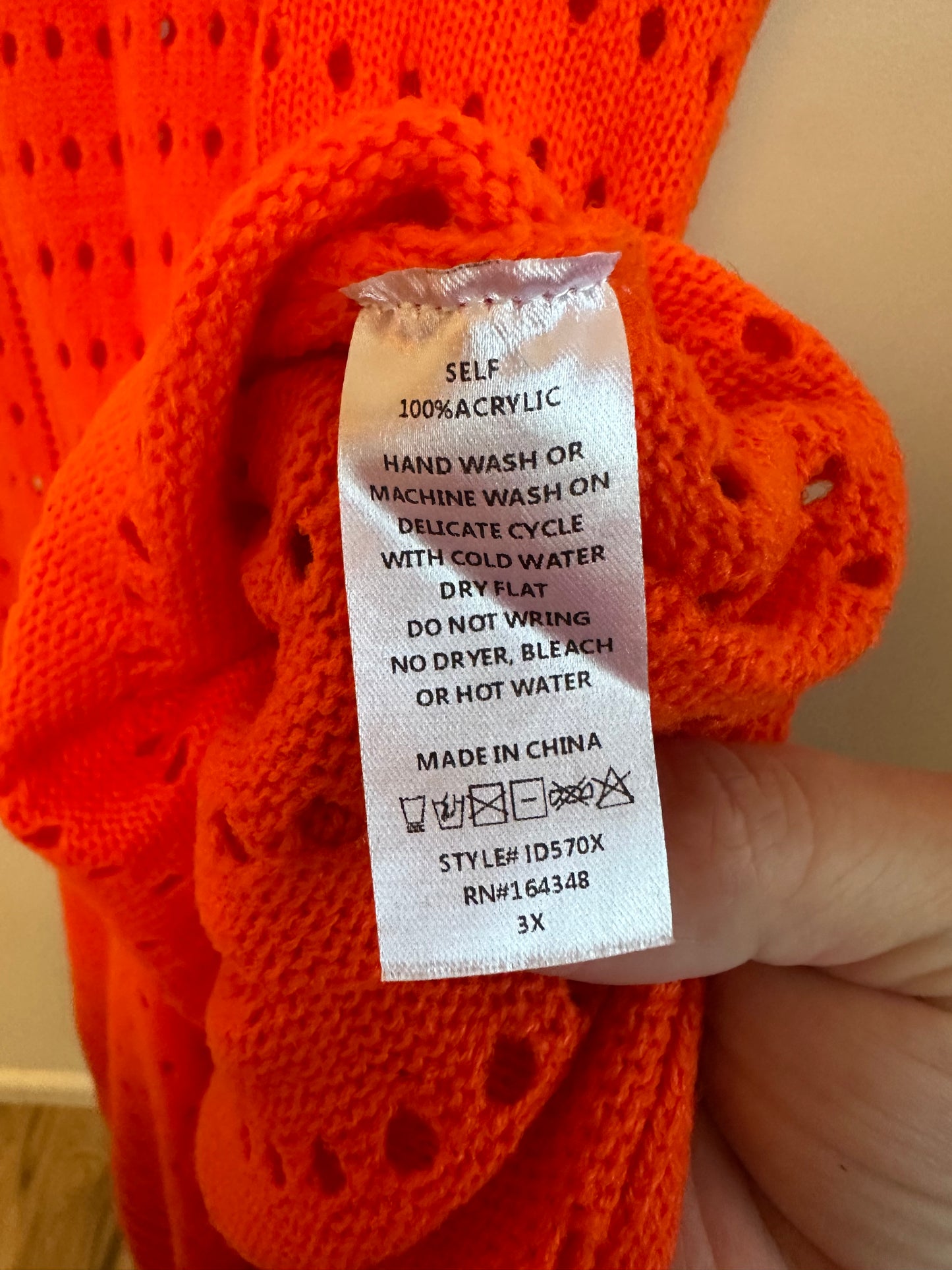 First Love by Lovelyn Orange Pointelle Knit Sleeveless Maxi Dress | Size 3X